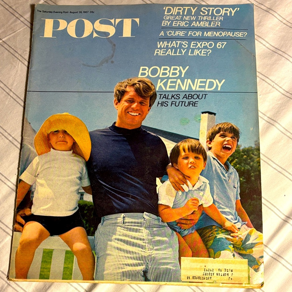 Vintage POST Magazine Cover August 26, 1967 Bobby Kennedy Talks About His Future